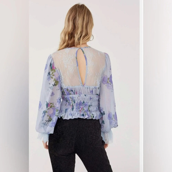 NWT|| Free People Daphne Blouse In Blue, Size XS, Spring - Picture 5 of 10